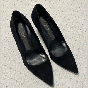 Black suede pumps